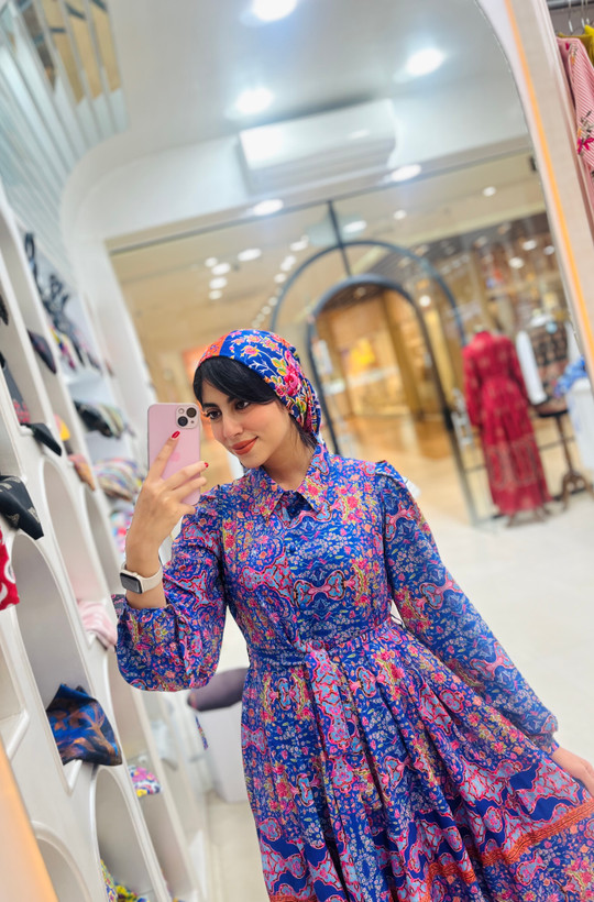 پیراهن چین دار زنانه با جنس کرپ بوگاتی درجه یک
