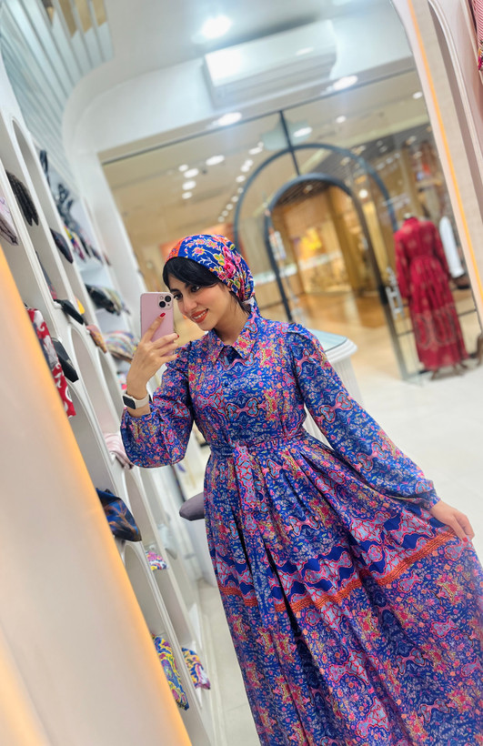 پیراهن چین دار زنانه با جنس کرپ بوگاتی درجه یک