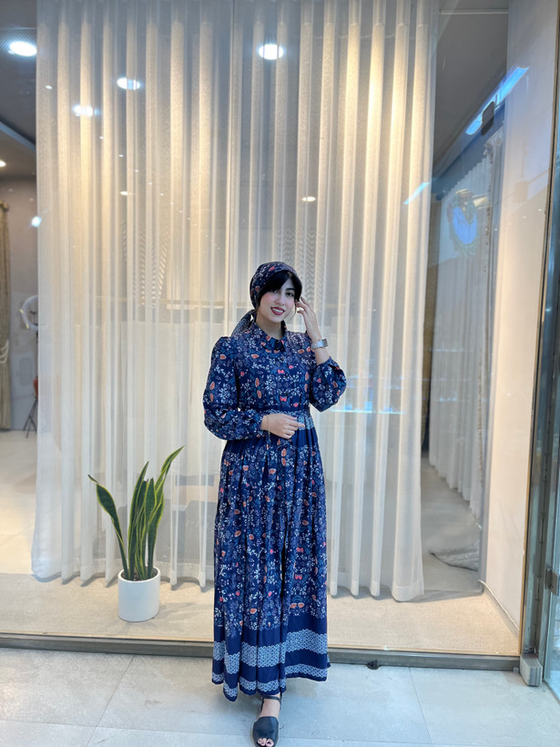 پیراهن چین دار زنانه با جنس کرپ بوگاتی درجه یک