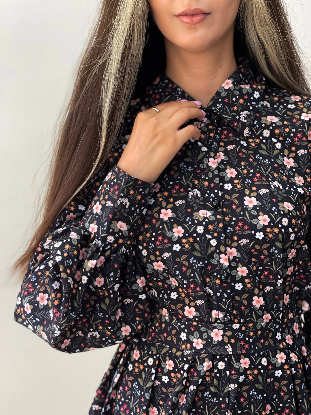 پیراهن چین دار زنانه با جنس کرپ بوگاتی درجه یک