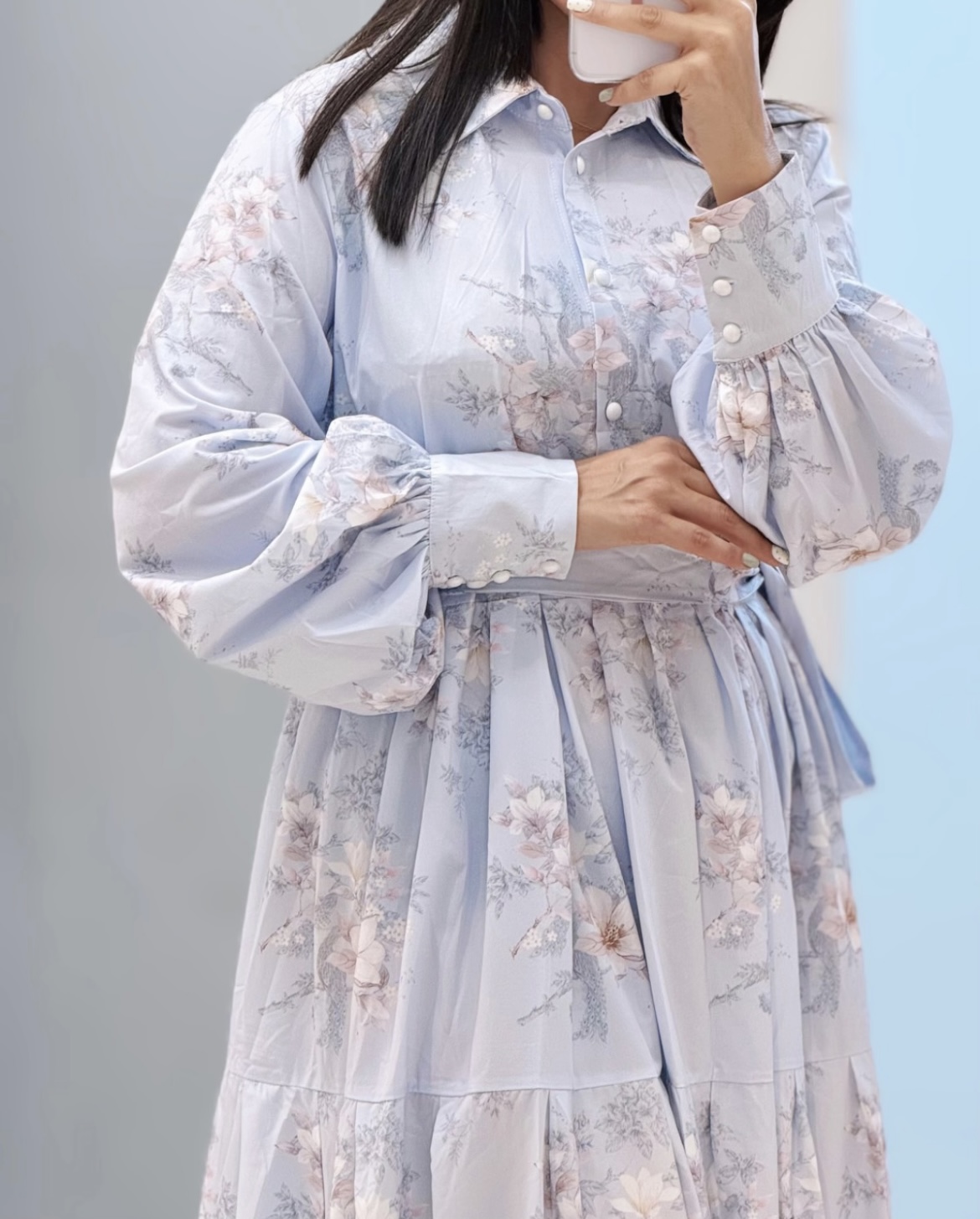 پیراهن چین دار زنانه با جنس کرپ بوگاتی درجه یک